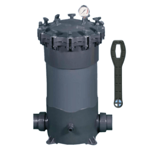 A UPVC security filter cartridge housing.